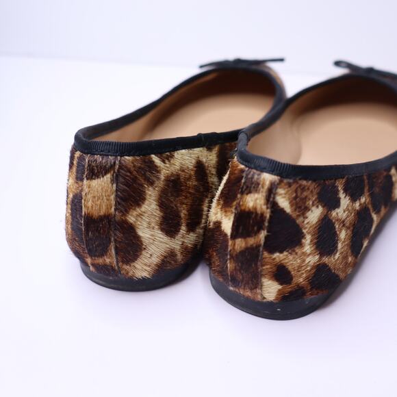 BANANA REPUBLIC Leopard Fur Ballet Flats Black Brown Round Toe Casual Women's 6M - Picture 3 of 8